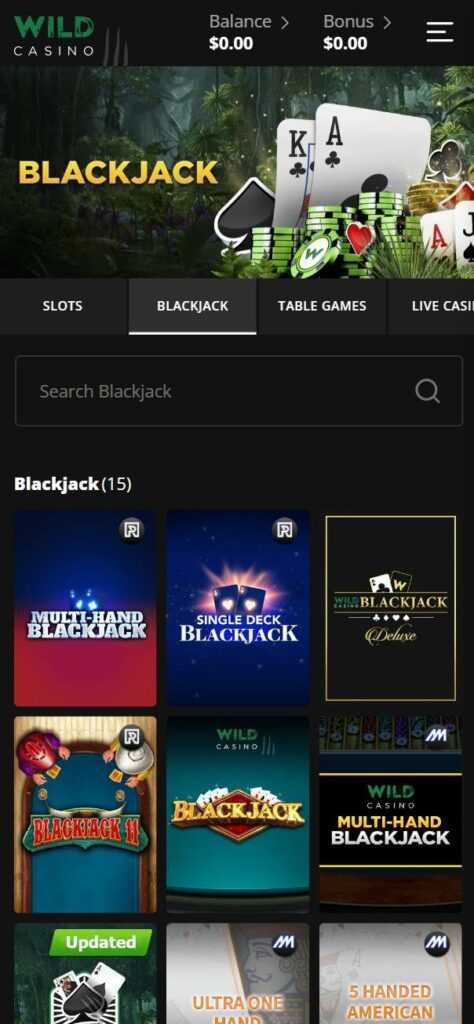 Wild Casino HowTo Step 3: Select a Blackjack Game and Start Playing to Win!